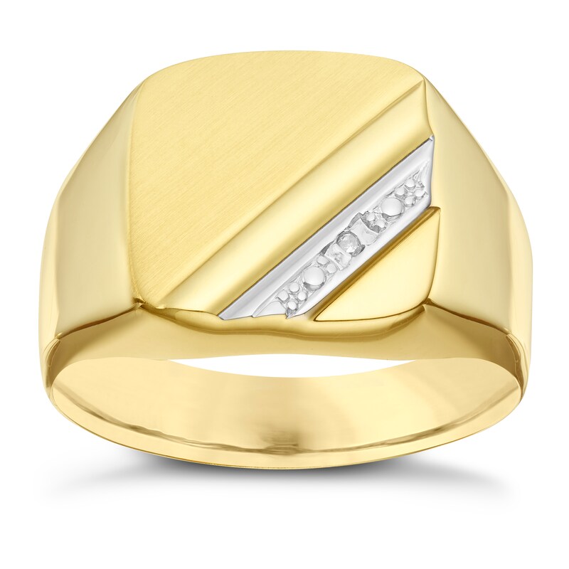 9ct Yellow Gold Diamond Set Signet Ring