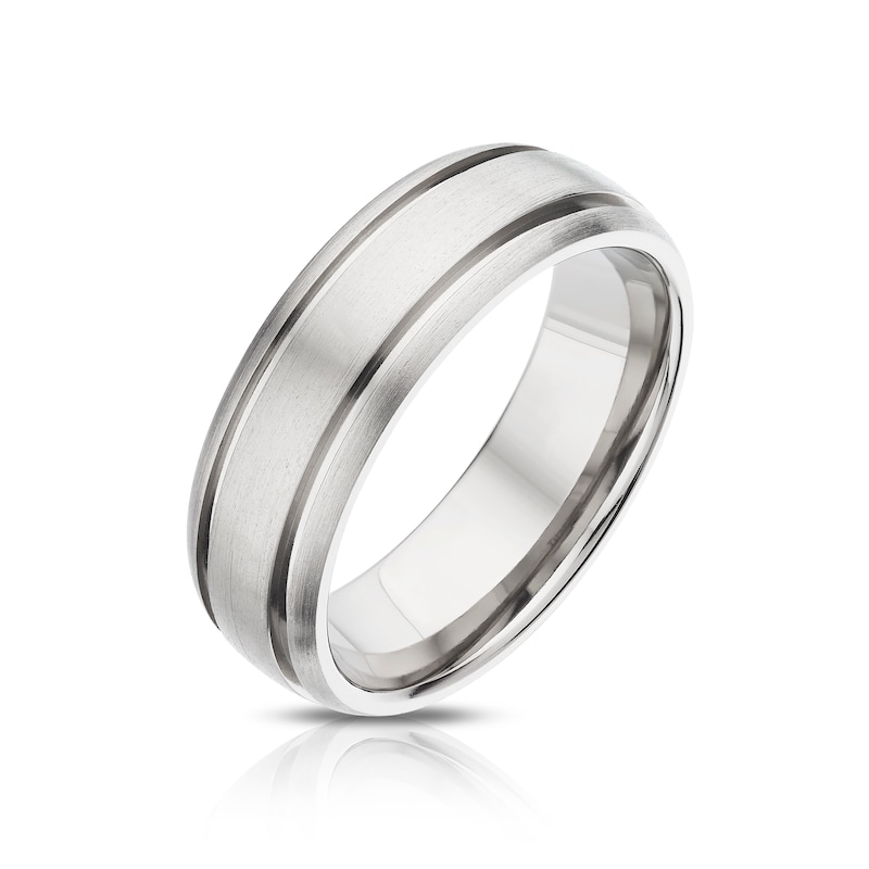 7mm Titanium Matt And Polished Groove Band