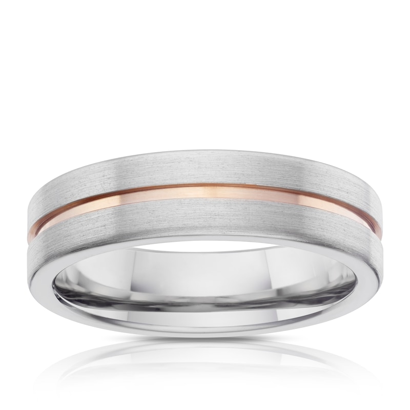 Titanium & Rose Gold Plated Matt Groove Band