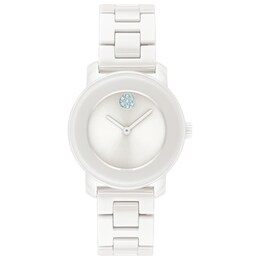 Movado BOLD Crystal Ladies' White Ceramic Bracelet Watch