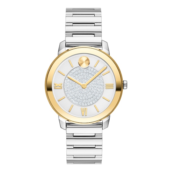 Movado BOLD Crystal Ladies Two Tone Bracelet Watch