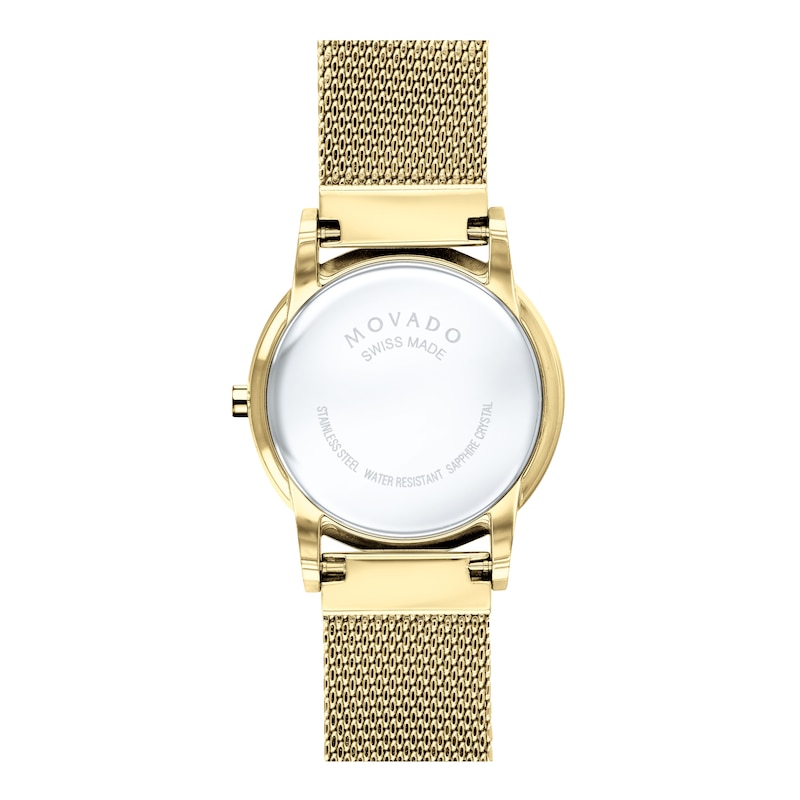 Movado Museum Classic Diamond Gold Tone Mesh Bracelet Watch