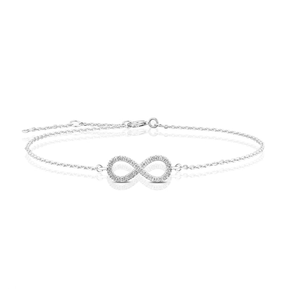 9ct White Gold 7 Diamond Adjustable Infinity Bracelet