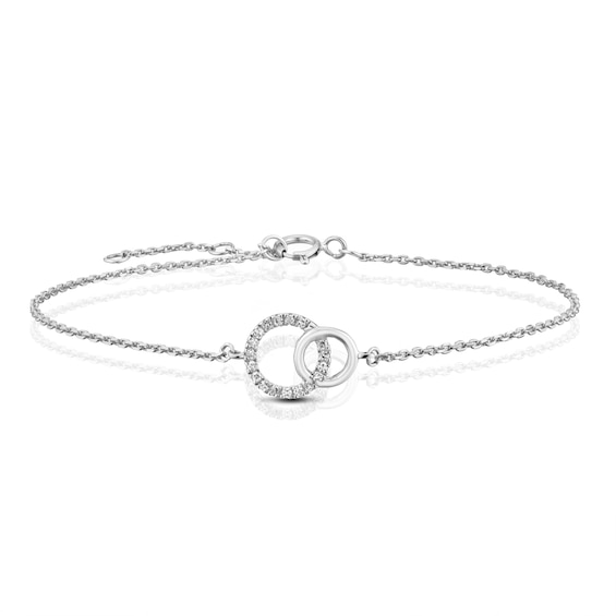 9ct White Gold 7 Diamond Interlocking Ring Bracelet