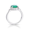 Thumbnail Image 3 of 18ct White Gold Emerald & 0.25ct Diamond Halo Ring