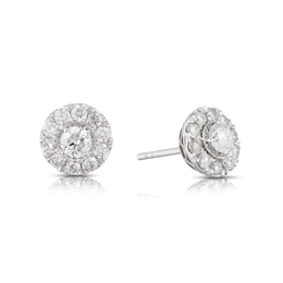 9ct White Gold 1ct Total Diamond Halo Stud Earrings