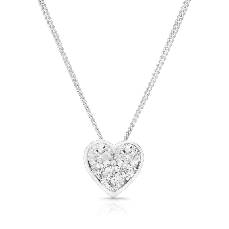 9ct White Gold 0.50ct Total Diamond Heart Pendant