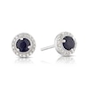 Thumbnail Image 1 of 9ct White Gold Sapphire & 0.10ct Diamond Stud Earrings