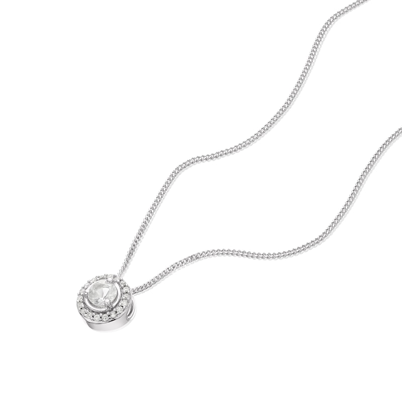 Main Image 2 of 9ct White Gold Topaz & Diamond Halo Pendant
