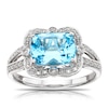 Thumbnail Image 0 of 9ct White Gold Blue Topaz 0.15ct Diamond Halo Ring
