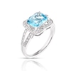 Thumbnail Image 1 of 9ct White Gold Blue Topaz 0.15ct Diamond Halo Ring