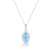 Thumbnail Image 1 of 9ct White Gold Blue Topaz & 0.10ct Diamond Pendant
