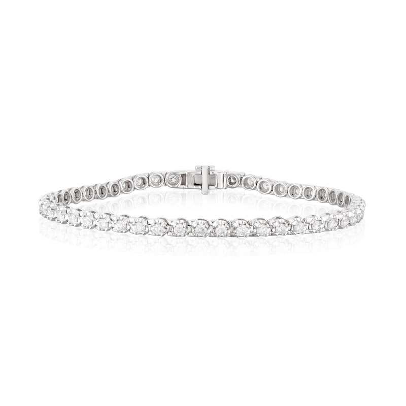 18ct White Gold 7 Inch 2ct Total Diamond Tennis Bracelet