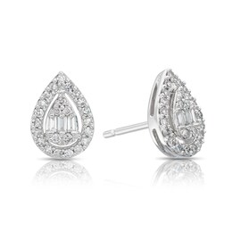 9ct White Gold 0.33ct Total Diamond Cluster Earrings