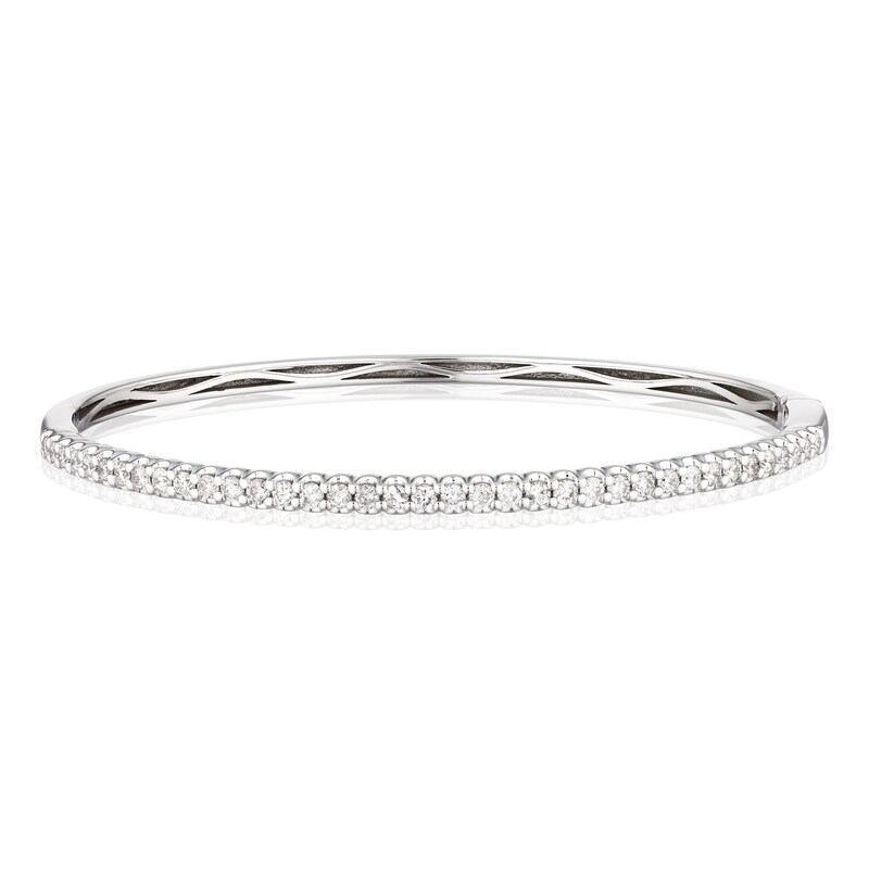 9ct White Gold 1ct Total Diamond Brilliant Cut Bangle