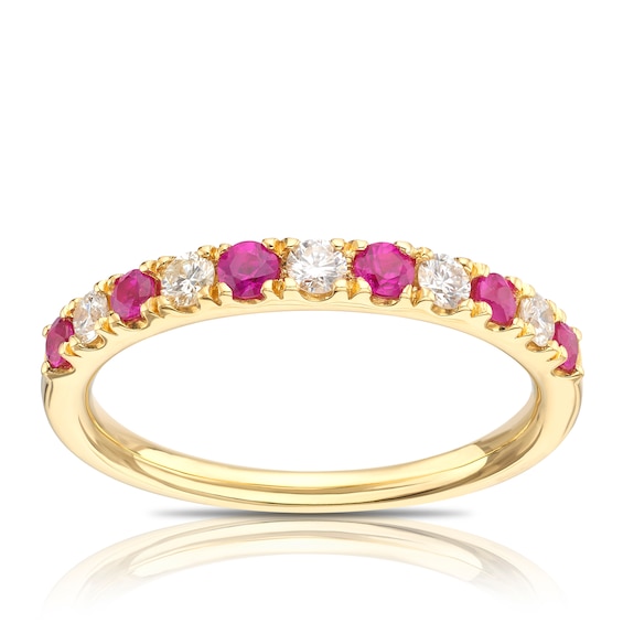 18ct Yellow Gold Ruby and 0.20ct Diamond Eternity Ring