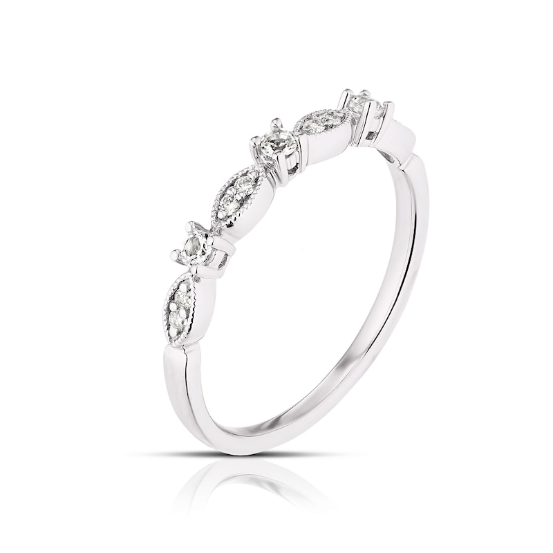 Main Image 2 of 9ct White Gold Topaz 0.09ct Diamond Ring Pendant