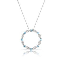 9ct White Gold Swiss Blue 0.09ct Diamond Ring Pendant