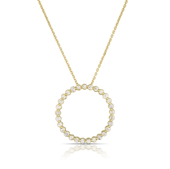 9ct Yellow Gold 0.50ct Total Diamond Open Circle Pendant