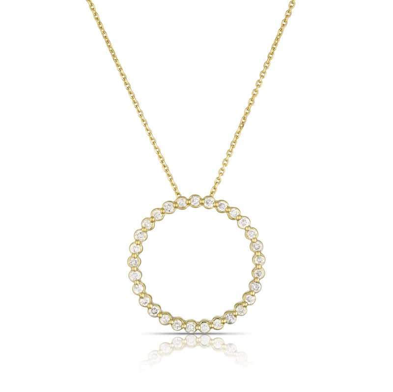 Main Image 1 of 9ct Yellow Gold 0.50ct Total Diamond Open Circle Pendant