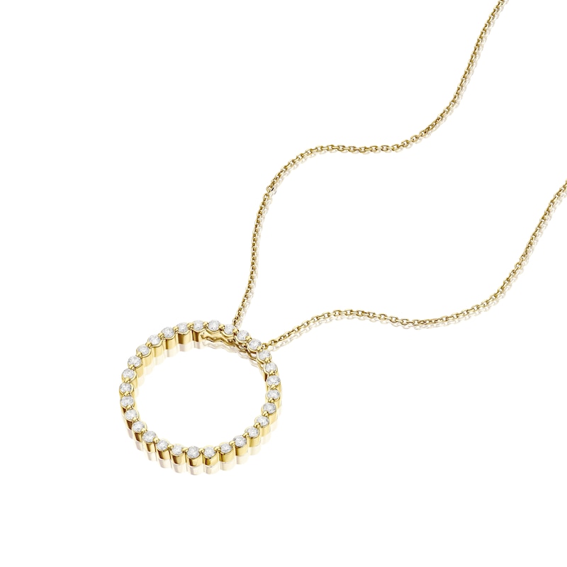 Main Image 2 of 9ct Yellow Gold 0.50ct Total Diamond Open Circle Pendant
