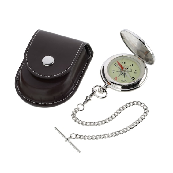 Men's Jean Pierre Compass Chain With Leatherette Case
