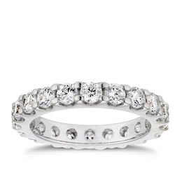 Platinum Full Round Cut & Claw Set Eternity 2ct Diamond Ring