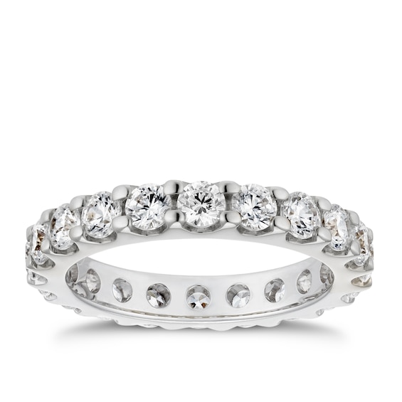 Platinum 2ct Diamond Full Round Cut and Claw Set Eternity Ri