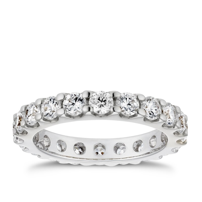 Main Image 1 of Platinum 2ct Diamond Full Round Cut & Claw Set Eternity Ring