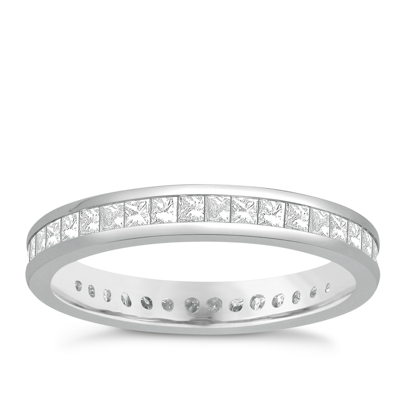 Platinum 1ct Princess Cut Diamond Full Eternity Ring