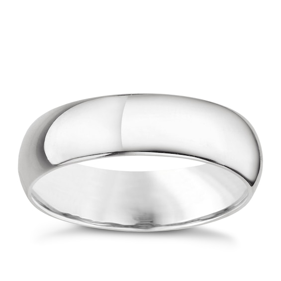 18ct White Gold 5mm Extra Heavyweight D Shape Ring