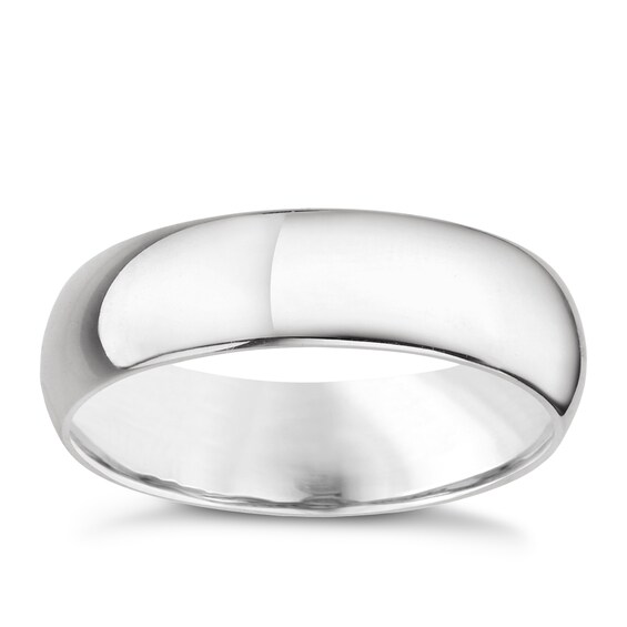 18ct White Gold 5mm Extra Heavyweight D Shape Ring