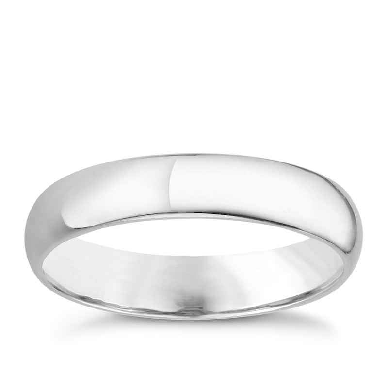 Platinum 4mm Extra Heavyweight D Shape Ring