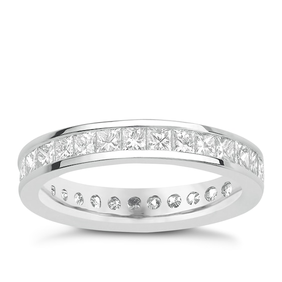 Platinum 2ct Diamond Princess Cut & Channel Set Full Eternity Ring