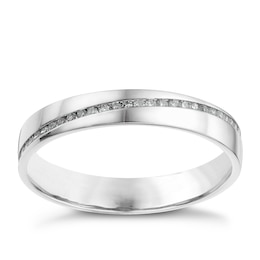 18ct White Gold Diagonal 0.13ct Diamond Set Wedding Ring