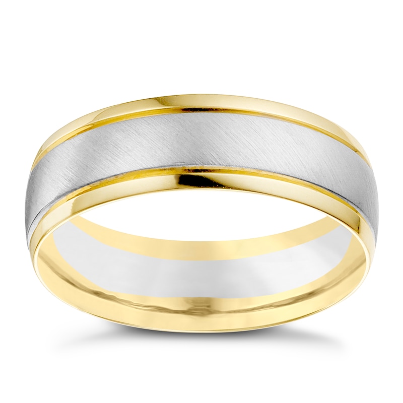 18ct White And Yellow Gold 6mm Ring