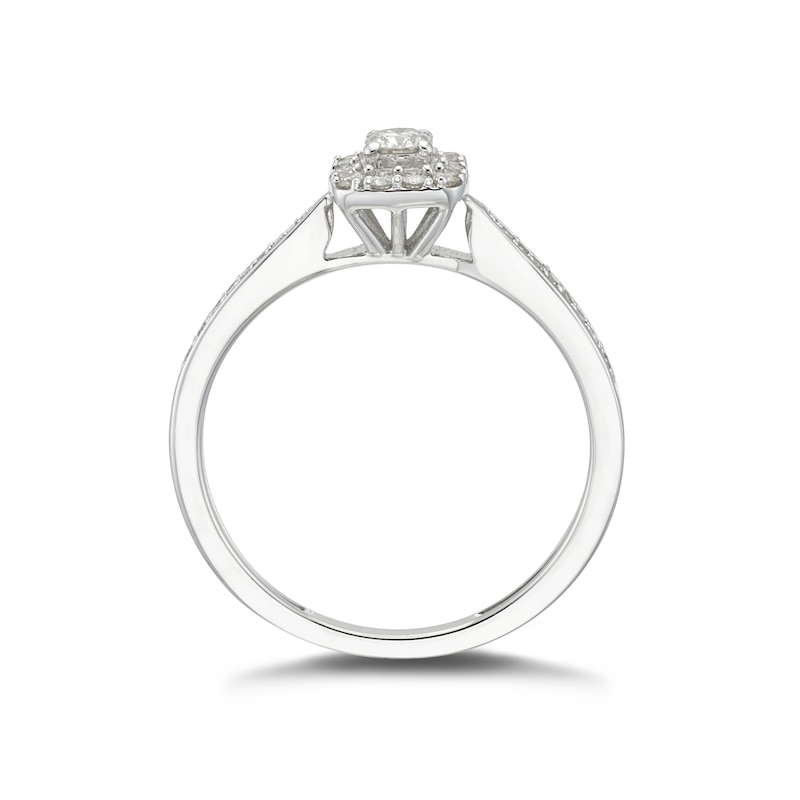 9ct White Gold 0.25ct Diamond Cushion Halo Ring