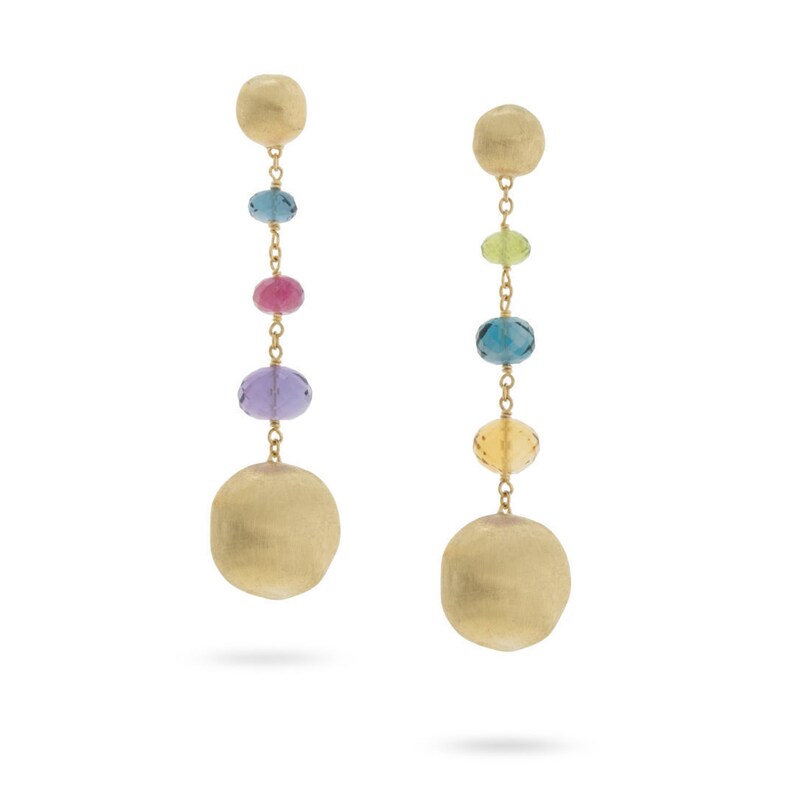 Marco Bicego 18ct Yellow Gold Africa Gemstone Long Drop Earrings