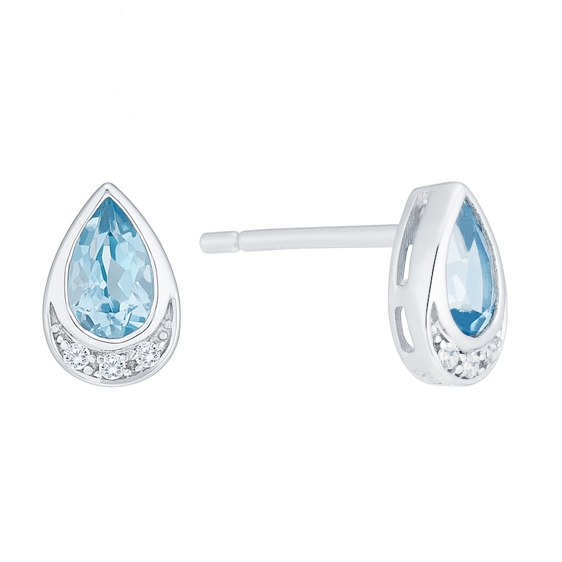 Main Image 2 of 9ct White Gold Blue Topaz & Diamond Jewellery Set
