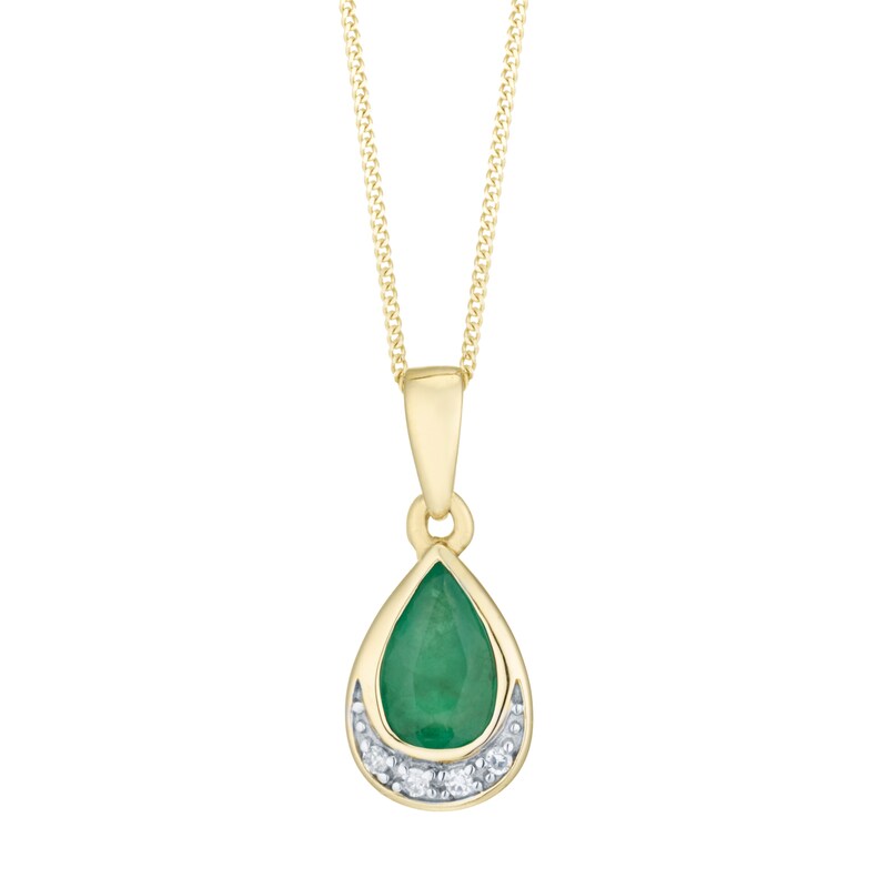 9ct Yellow Gold Emerald & Diamond Jewellery Set