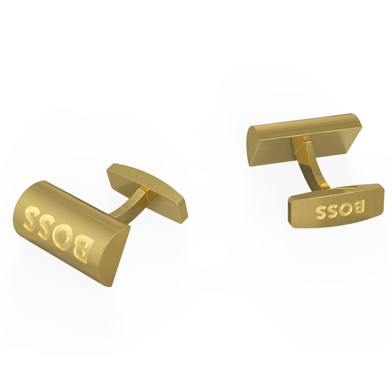 BOSS Men's Gold Tone Engraved Cufflinks