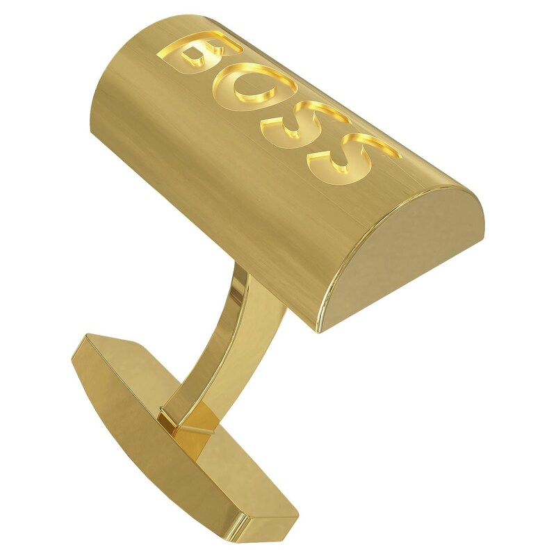 BOSS Men's Gold Tone Engraved Cufflinks