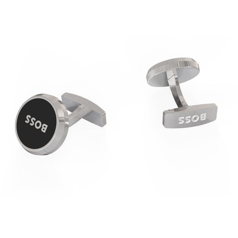 BOSS Men's Round Contrast Logo Cufflinks Ernest Jones