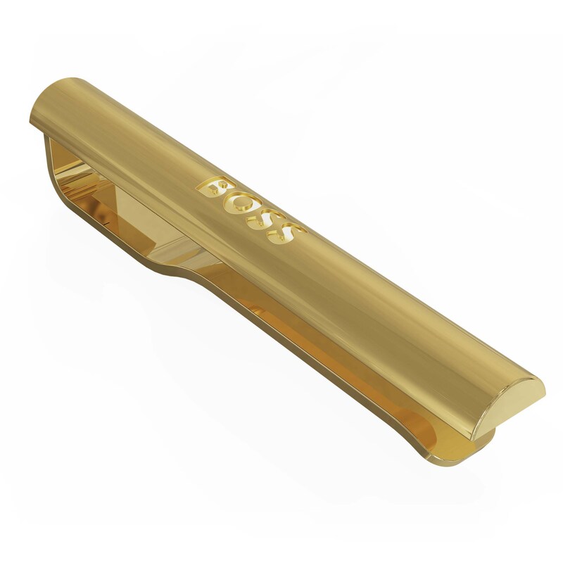 BOSS Men's Gold Tone Stripe Tie Clip
