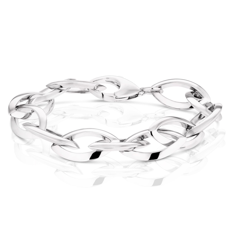 Sterling Silver 7 Inch Marquise Open Link Bracelet