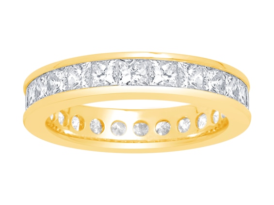 18ct Yellow Gold Princess Cut Full Eternity 3ct Diamond Ring