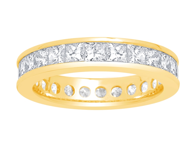 18ct Yellow Gold 3ct Diamond Princess Cut Full Eternity Ring