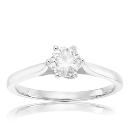 18ct White Gold 0.50ct Diamond Six Claw Solitaire Ring