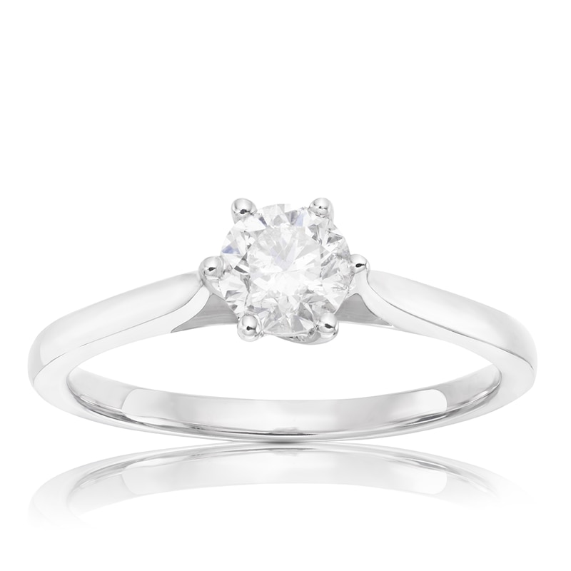 18ct White Gold 0.50ct Diamond Six Claw Solitaire Ring