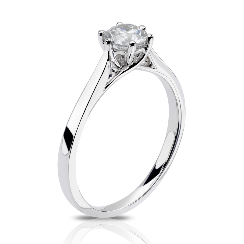 18ct White Gold 0.50ct Diamond Six Claw Solitaire Ring